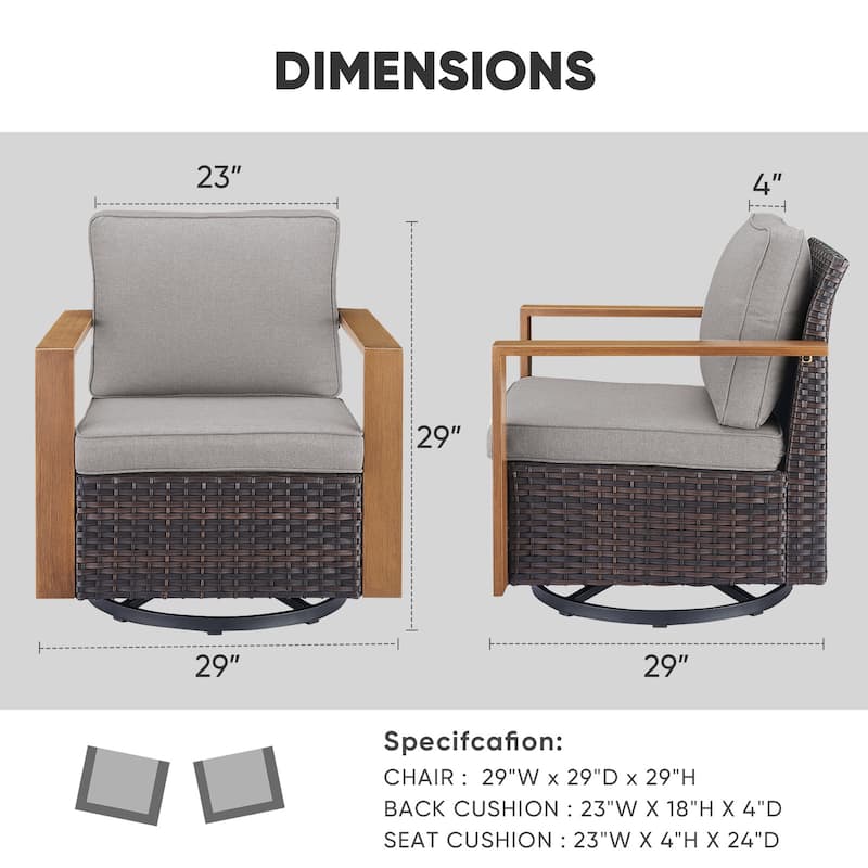 Gymojoy 4 Pieces Swivel Chair Rocking Glider Chairs