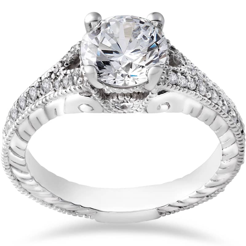1 1/4ct Diamond Engagement Ring 1ct center Ring White Gold Lab Grown