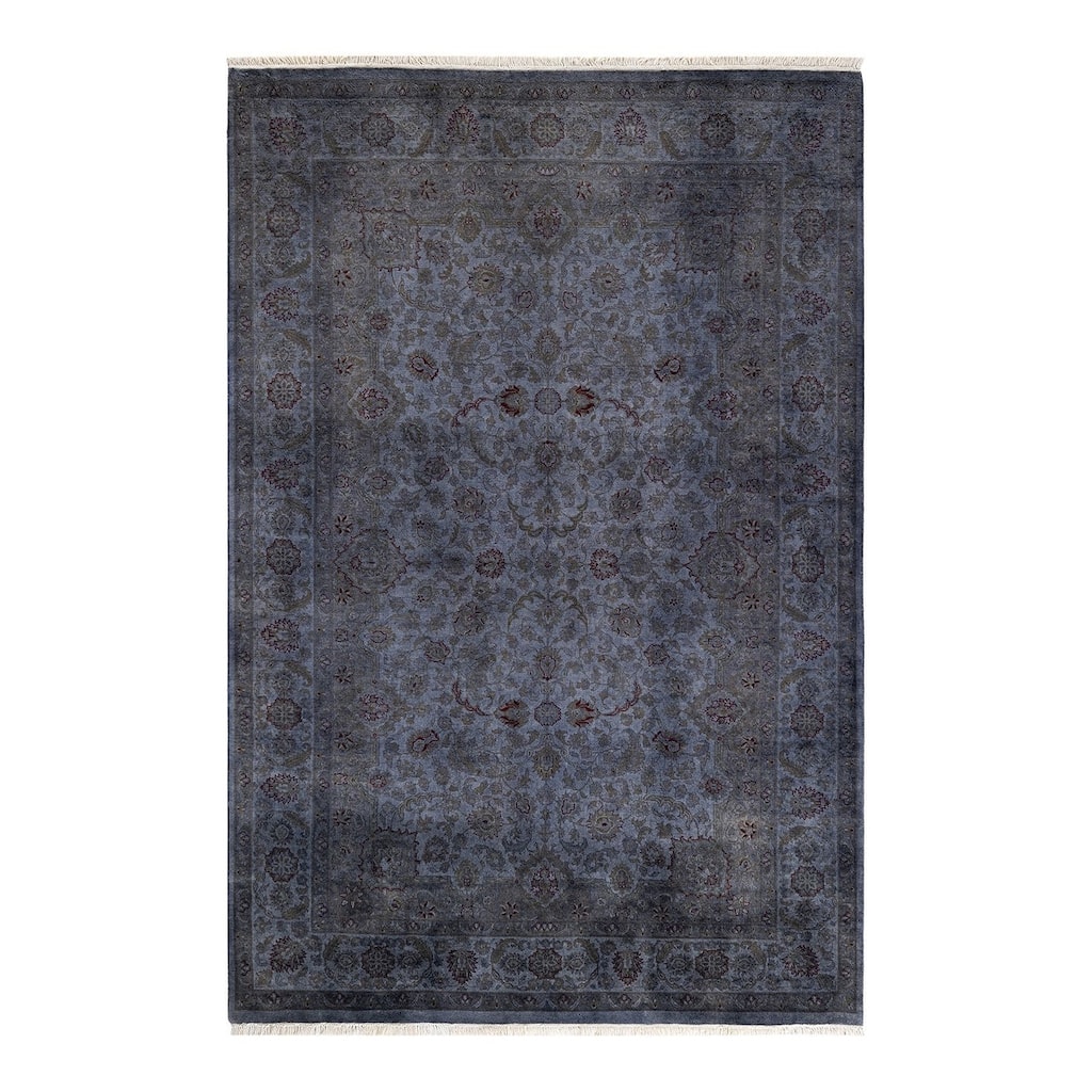 Overton Hand Knotted Wool Vintage Inspired Modern Contemporary Overdyed Gray Area Rug - 4' 7" x 6' 10"