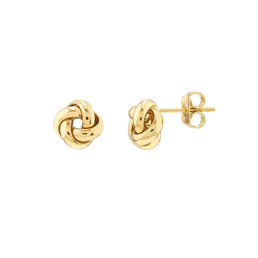 Curata 14k Yellow Gold 9mm Puffed Love Knot Stud Earrings