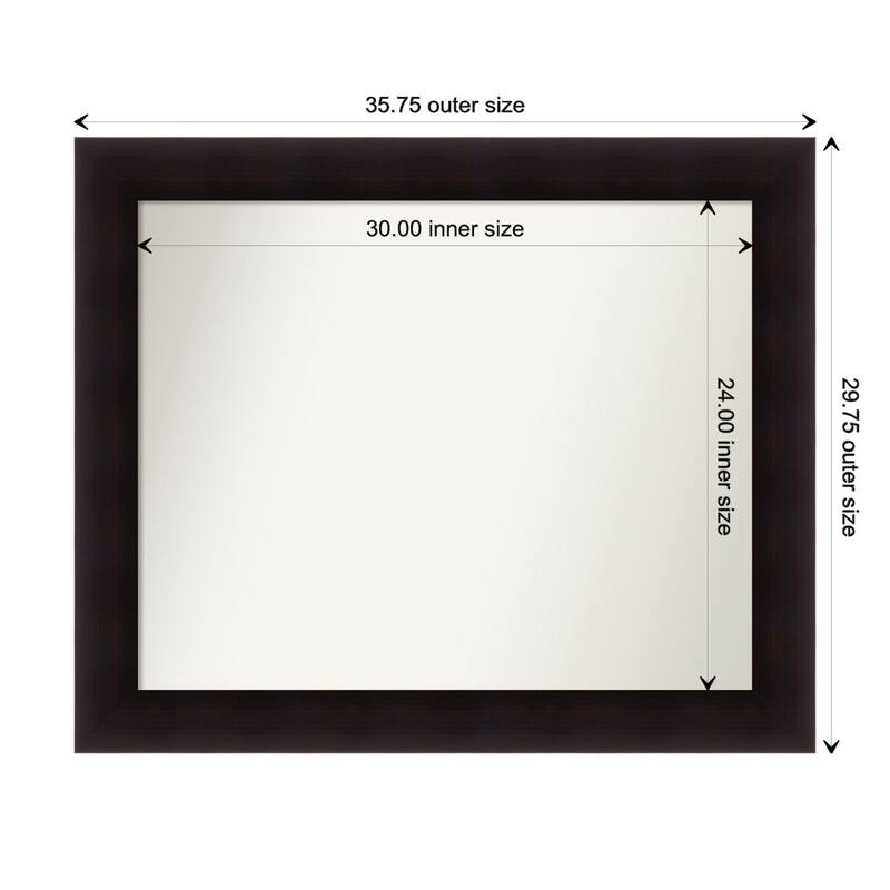 Portico Espresso Framed Non-Beveled Custom Wall Mirror, Bathroom Vanity Mirror - Outer Size: 35.75 x 29.75