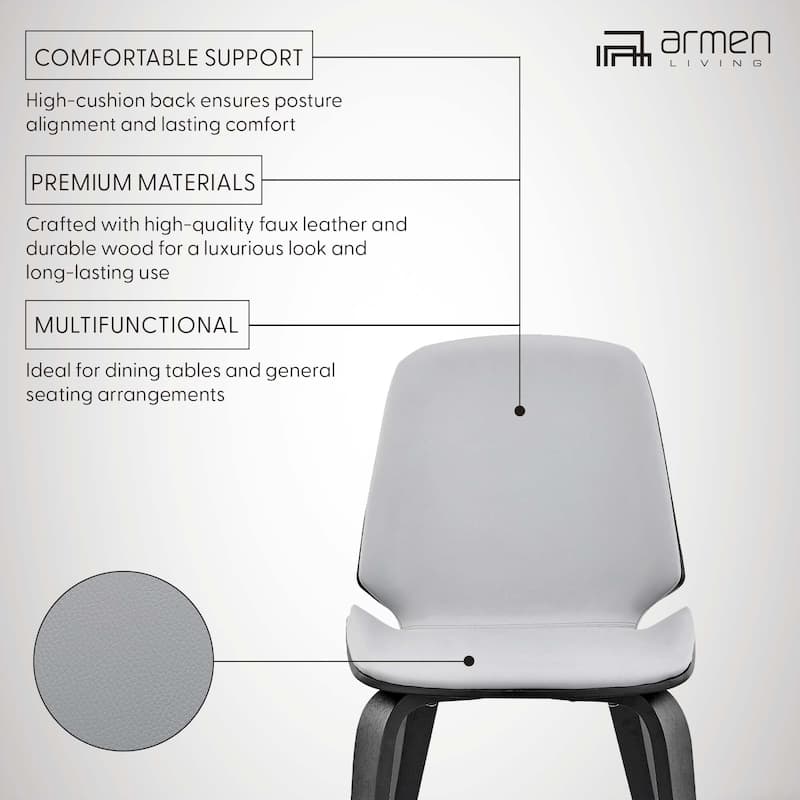 Brinley Walnut or Black Wood Upholstered Dining Chair