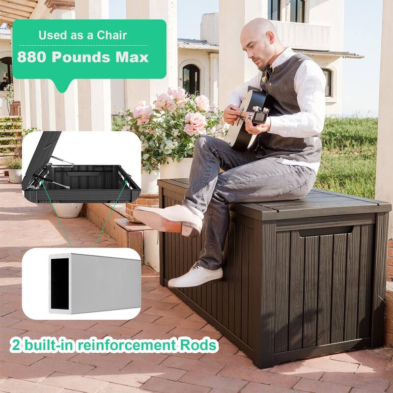 Momei 180 Gallons Large Resin Water Resistant Patio Storage Box