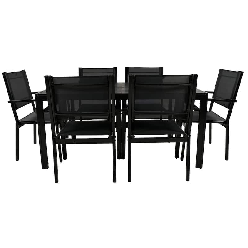 7 Piece High-Quality Steel Outdoor Table Chair Set for Patio, Balcony, Backyard