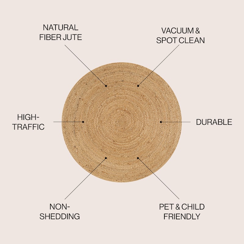 JONATHAN Y Bodhi Round Natural Jute Braided Circle Area Rug