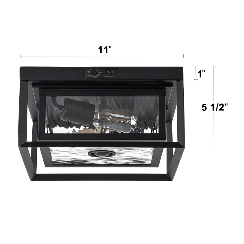 C Cattleya 2-Light Motion Sensor Outdoor Flush Mount Ceiling Light