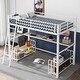 preview thumbnail 1 of 12, Twin Size Metal Loft Bed with Desk, Storage Shelves and Charging Station, Space-Saving Design for Kids and Teens, White