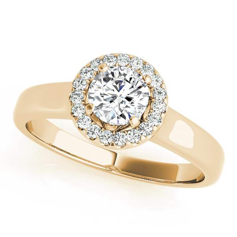 Auriya 14k Yellow Gold Lab Grown Round Diamond Halo Engagement Ring 0.50 to 5.00 ct. tw. (F-G VS) - 2.50 ct. center - 6
