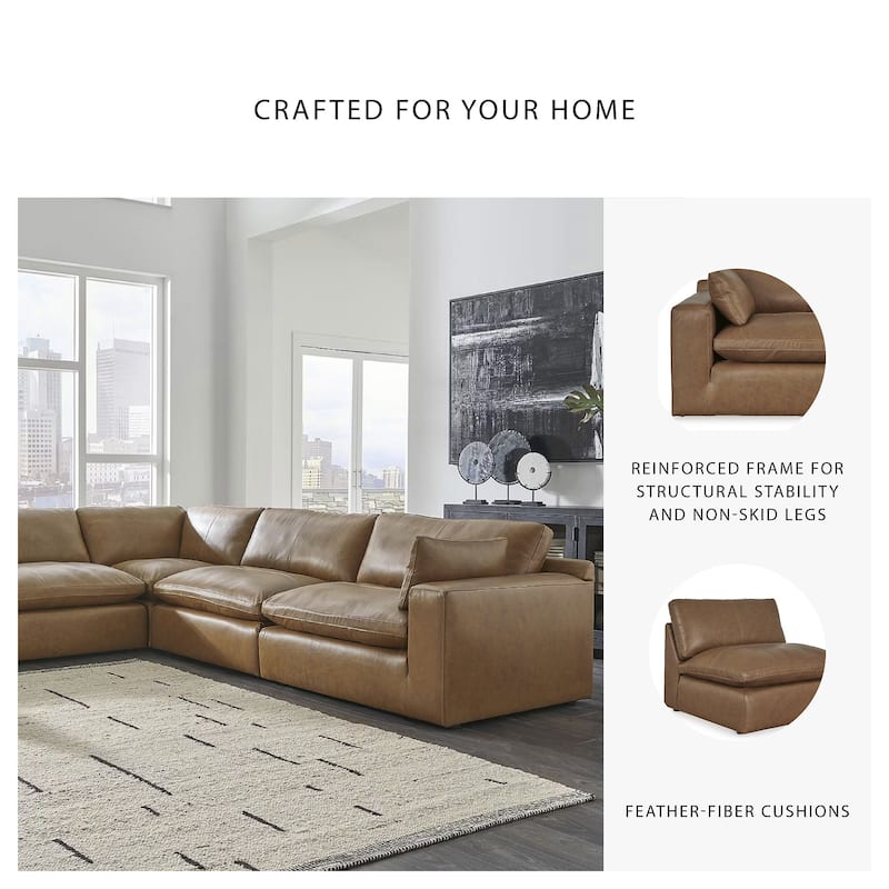 Signature Design by Ashley Emilia Medium Brown 5-Piece Sectional - 132"W x 132"D x 36"H