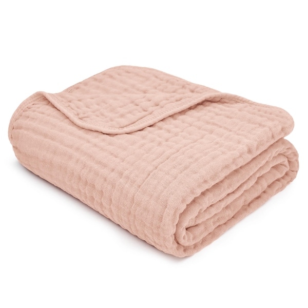 slide 2 of 5, Baby Muslin Blanket - Large 40" X 40", Blush, By Comfy Cub - Blush