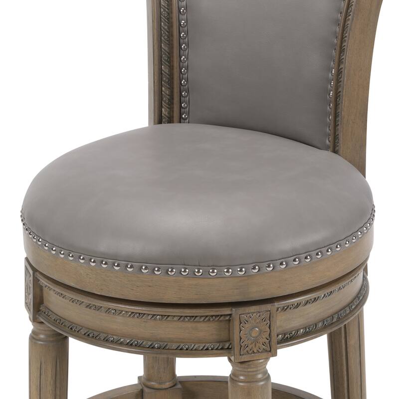 Traditional 26" Counter-Height Wood Swivel Barstool with Nailhead Trim