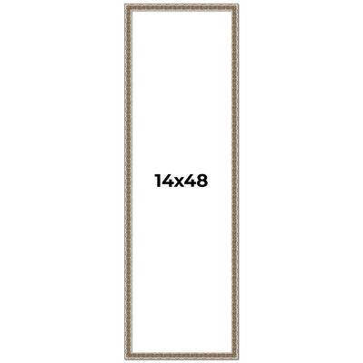 14x48 Frame Silver Versailles Ornate Solid Wood Picture Frame | 1 Inch