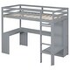preview thumbnail 38 of 42, Solid Wood Loft Bed with Bulit-in L-Shaped Desk, Wardrobe and Hanging Rod, Twin/Full Size Loft Bedframe with Storage Shelves