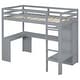 preview thumbnail 28 of 42, Twin/Full Size Loft Bed with L-Shaped Desk, Wardrobe and Storage Shelves, Solid Wood Loft Bed Frame with Ladder and Guardrail