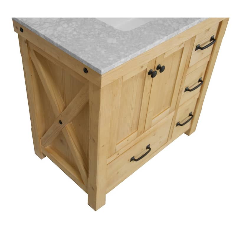 KitchenBathCollection Tuscany 36" Bathroom Vanity with Carrara Marble Top