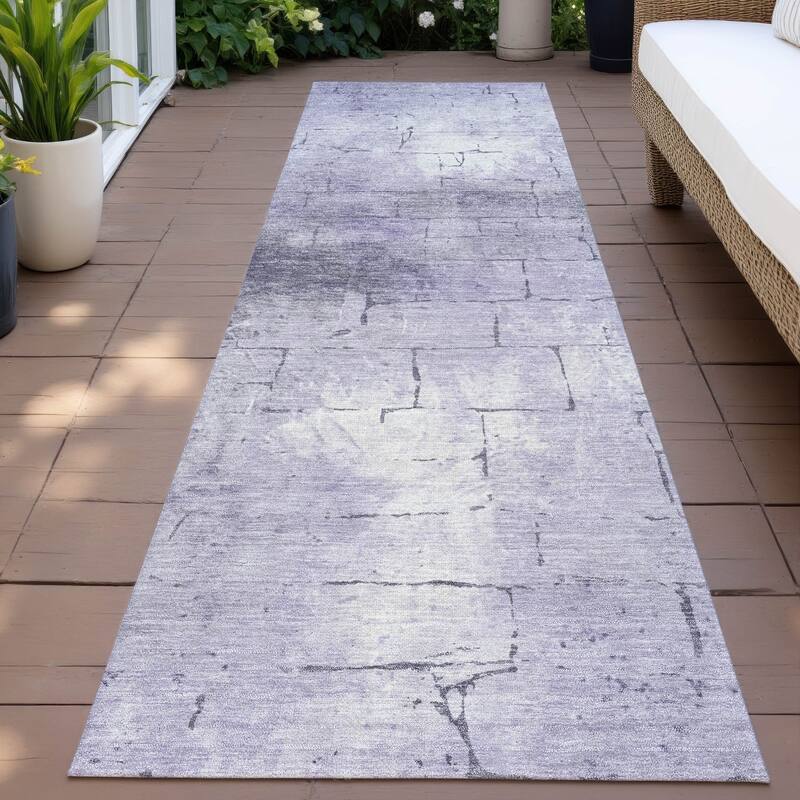 Machine Washable Indoor/Outdoor Vintage Bricks Chantille Rug - Lavender - 2'3" x 7'6"