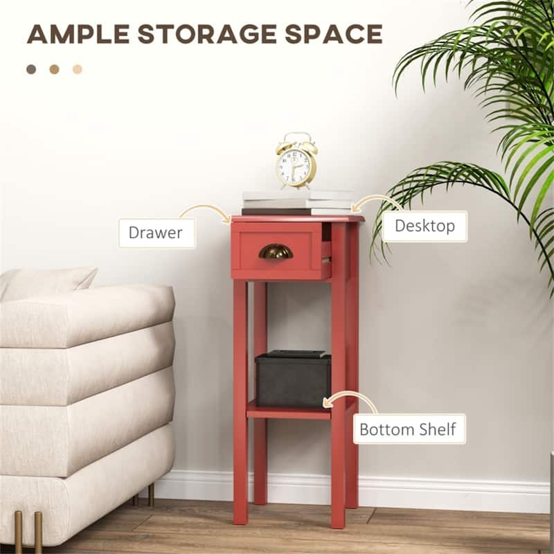 Lightweight and Stylish Bedroom Side Table with Storage Drawer and Bottom Shelf Ideal for Small Spaces