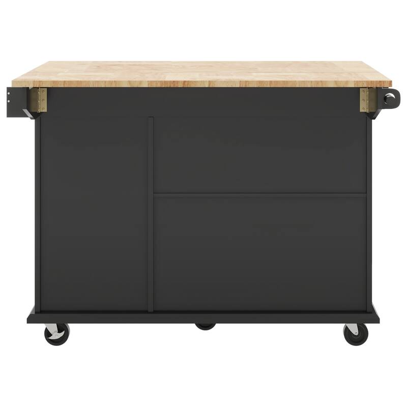 Kitchen Island with 3 Tier Pull Out Cabinet, Drop Leaf Breakfast Bar on Locking Wheels with 1 Drawer & Internal Storage Racks