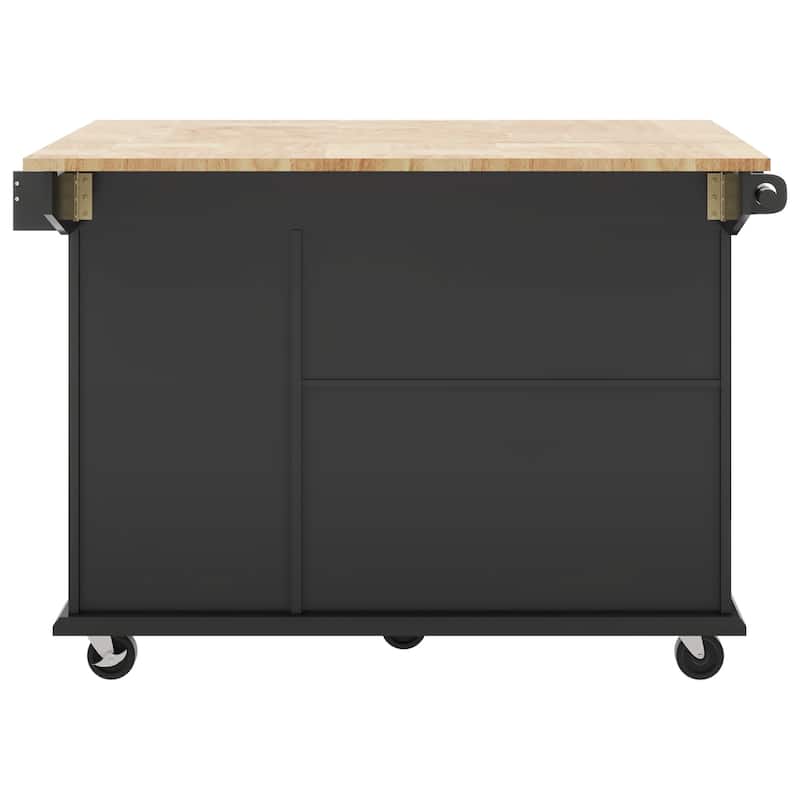 Kitchen Island with Drop Leaf,with Spice Rack, Towel Rack