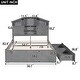 preview thumbnail 3 of 7, Full Size Wood Platform Bed with House-Shaped Storage Headboard and 2 Drawers, Gray Finish