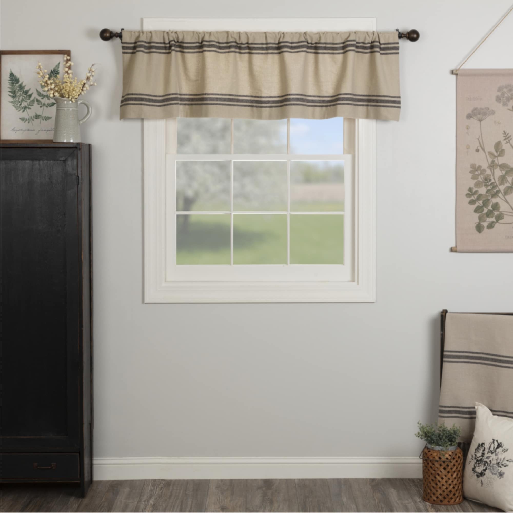 Mill House Stripe Black Valance