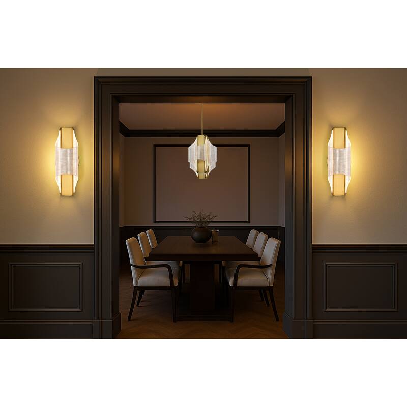 Idris LED 4 Light Pendant Vintage Brass Finish Light Guide Panels - Vintage Brass
