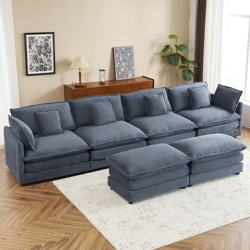 Convertible Sectional Sofa Cloud Couch U-Shaped Modular Sofa Sleeper