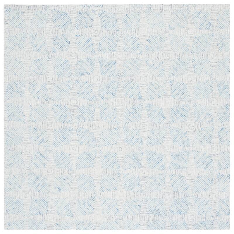SAFAVIEH Handmade Abstract Lynn Modern Wool Rug - 6' Square - Ivory/Light Blue