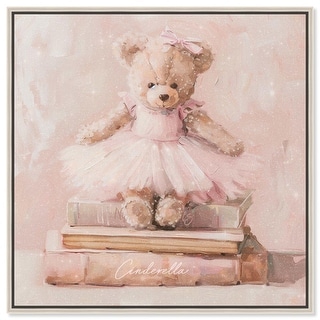 Ballerina Teddy Books Canvas Kids Art Prints by Art Remedy