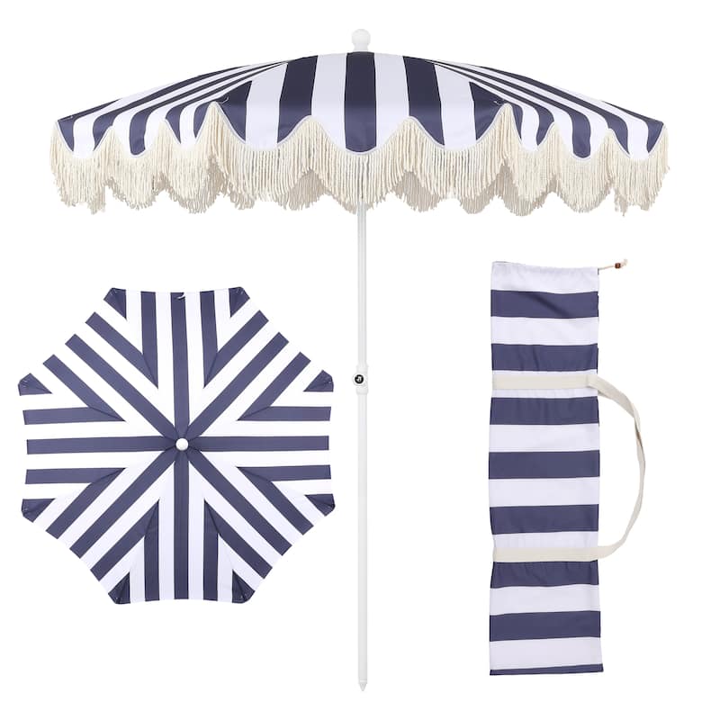 Mariner 6.5ft Classic Fringe Umbrella w/ Tilt & Bag
