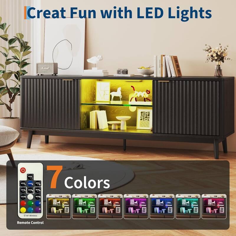 63" TV Stand Entertainment Center with Storage and Adjustable Shelf