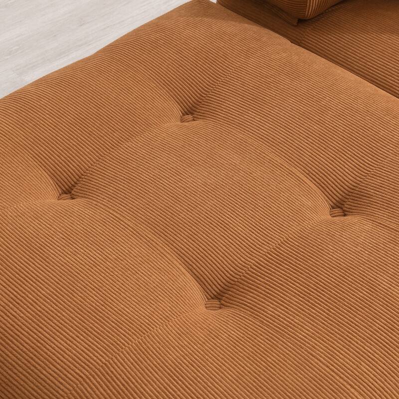 105.5" Corduroy L-Shaped Modular Sectional Sofa with Wide and Deep Seat, Tufted Design, and No Assembly Required