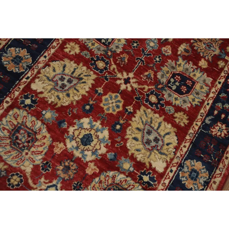 Hand Knotted Oriental 100% Wool Carpet Traditional All-Over Red Ziegler Runner Rug - 12' 0'' X 2' 6''