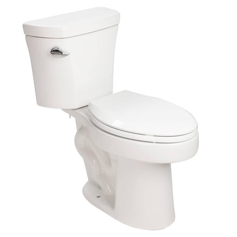 Anmytek Two Piece Toilet Tornado Flush 1.28 GPF ADA 17 Inch Soft Closing Seat Rimless Bowl 12 Inch S Trap Side Press