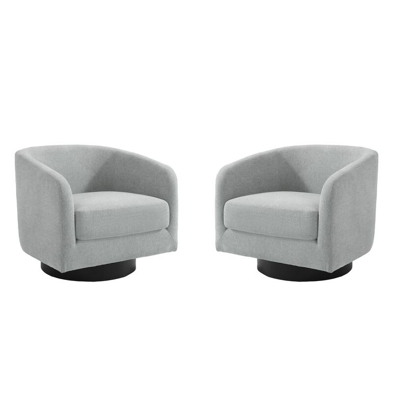 Modern Round Swivel Accent Chair Set of 2 Barrel Chair for Living Room