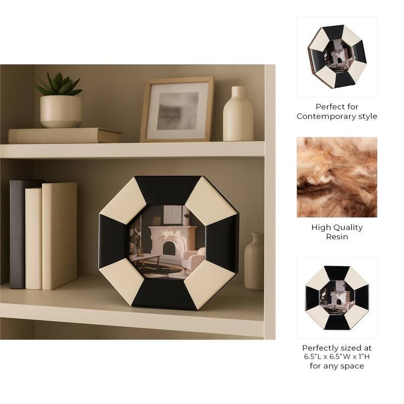 Resin Contemporary Octagon Photo Frame - Black