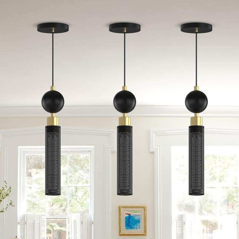 Modern Black Pendant Lights, Adjustable Hanging Lights For Kitchen Island, Dining Room, Or Bedroom (Set Of 3)