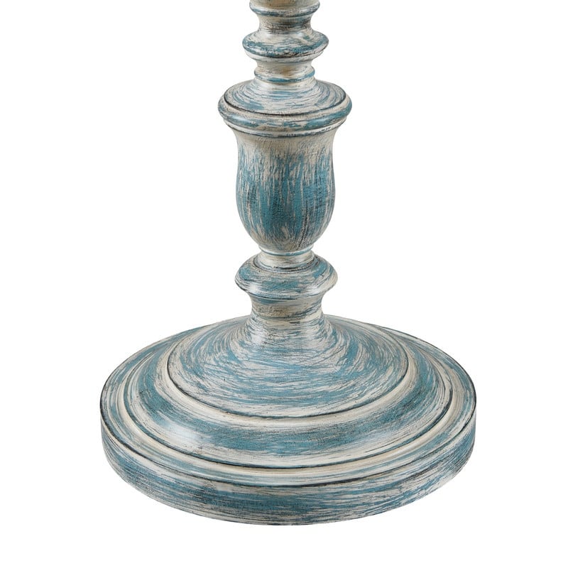 KAWOTI 61.25'' Rustic Distressed Light Blue Floor Lamp with Beige Linen Shade - W16" x H61.25"