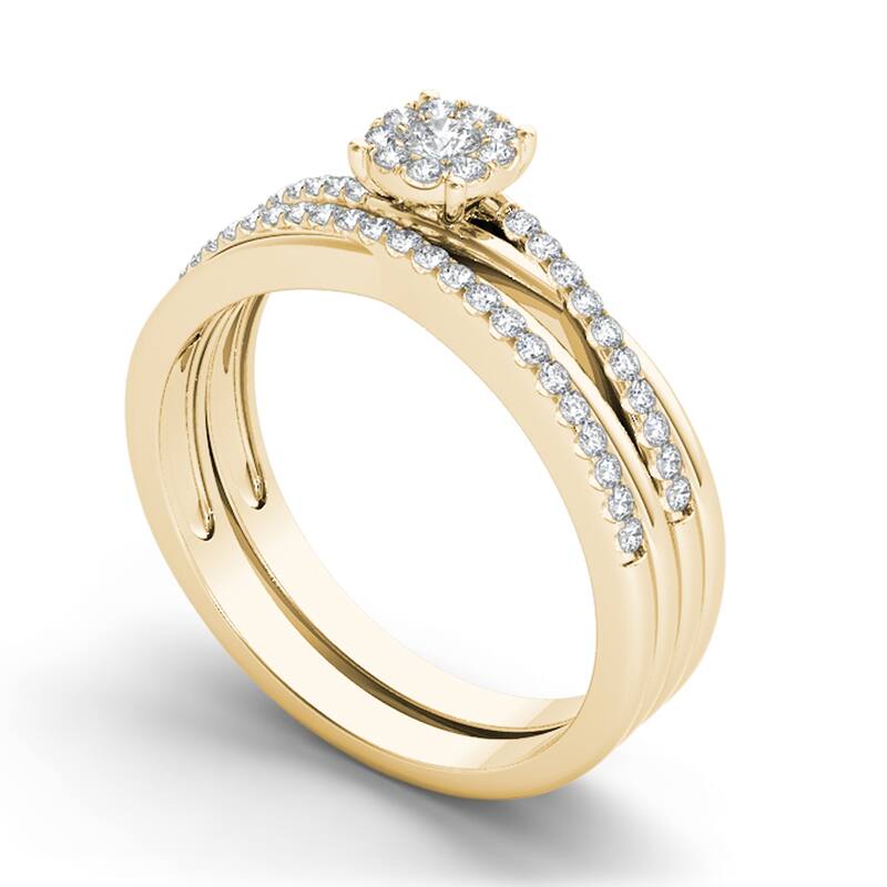 1/4ct TDW Diamond Cluster Bridal Set in 10K Gold for Women