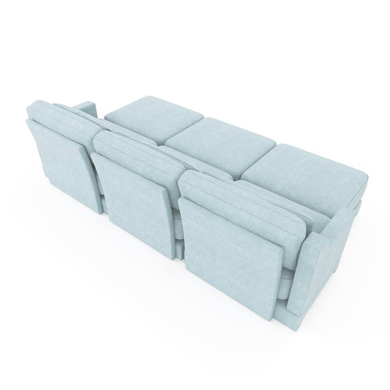 GDFStudio- Aurelius Chenille Three-Seater Sofa and Triple Ottoman