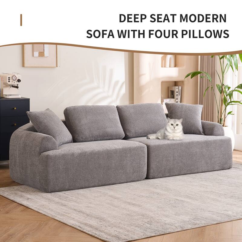 103.15" Fabric Classic 4-Seater Sofa with 4 Pillows