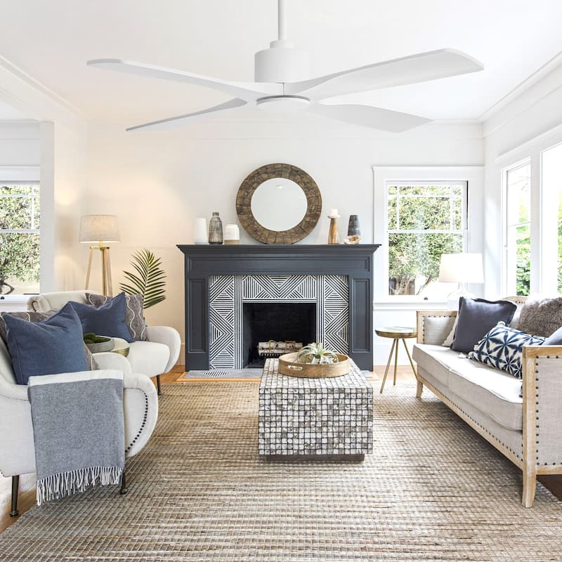 MLiAN 54 inch 4 Soild Wood Blades Indoor Ceiling Fan with Remote - 54 inch - White