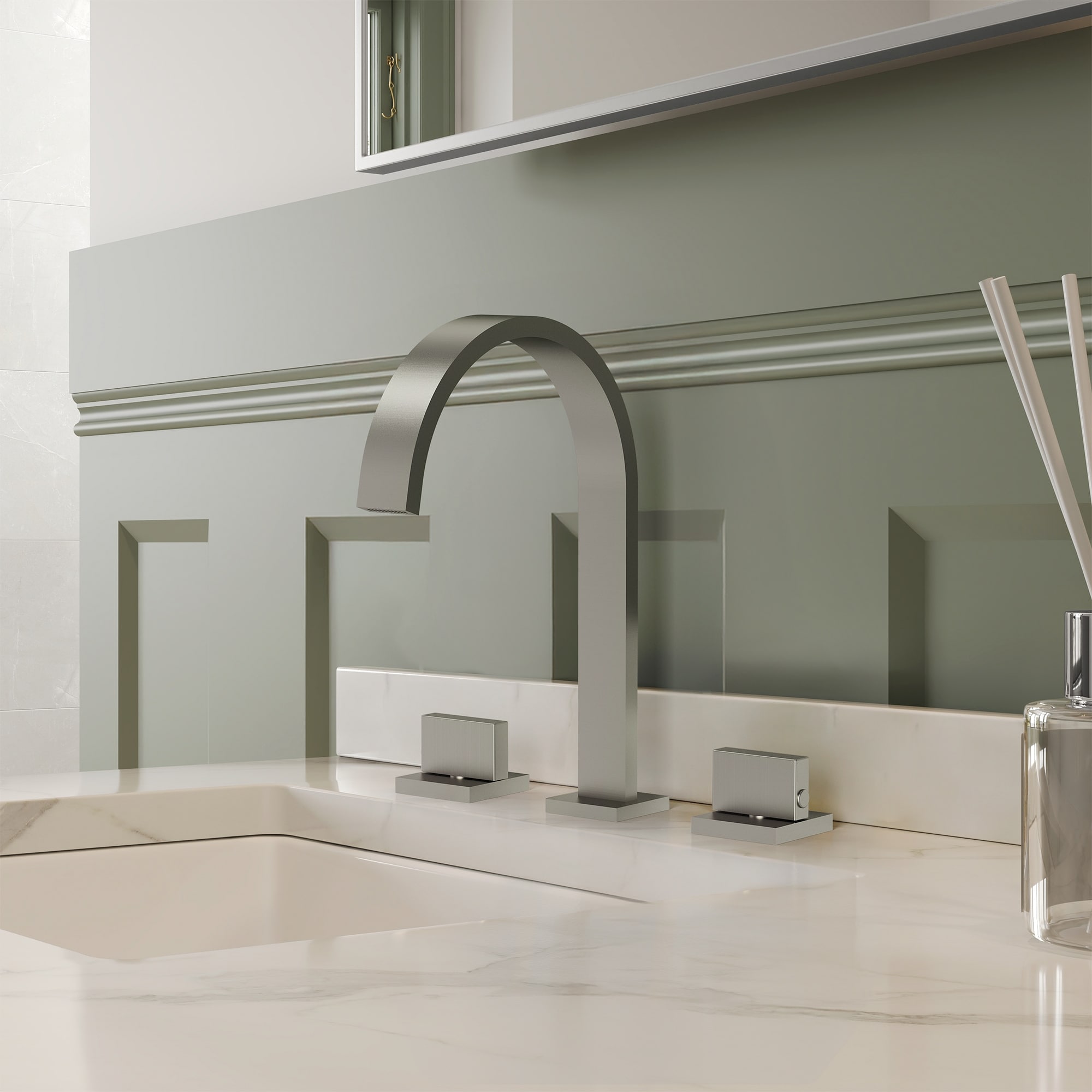 High-Arc Widespread Bathroom Sink Faucet, Double Handle 3-Hole Bathroom Faucet