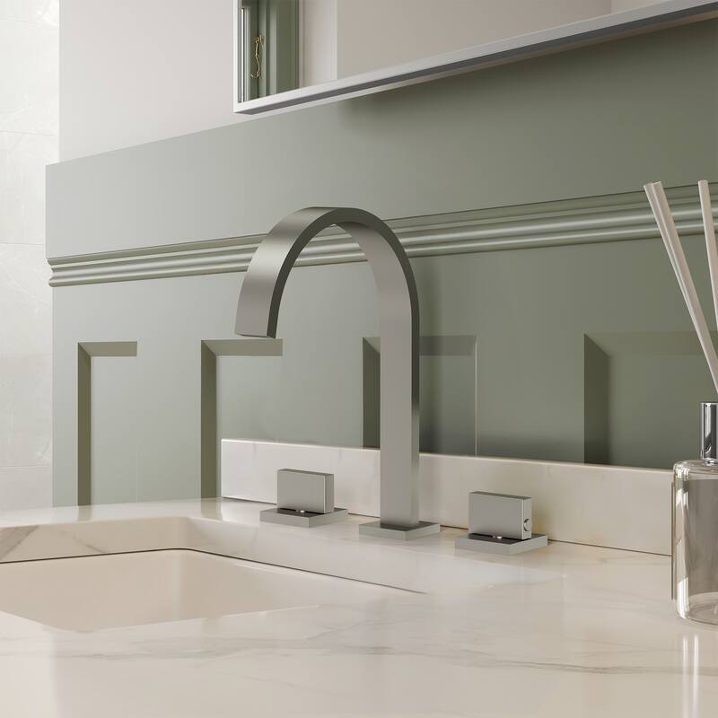 High-Arc Widespread Bathroom Sink Faucet, Double Handle 3-Hole Bathroom Faucet - Brushed Nickel