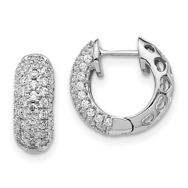 Curata 14k White Gold Diamond Earrings - 12x13mm Wide 4mm Thick
