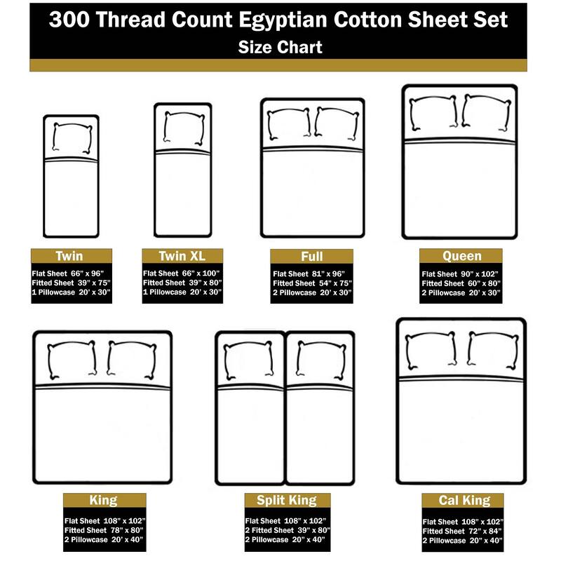 Superior Egyptian Cotton 300 Thread Count Solid Bed Sheet Set - On Sale ...