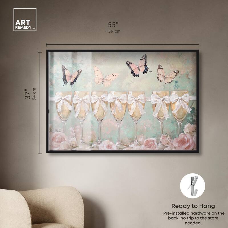 Champagne Mint and Pink Glass Shadowbox by Art Remedy