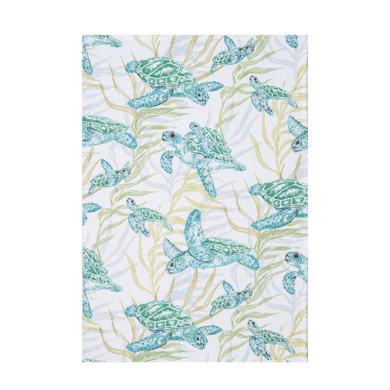 27" x 18" Turtle Cove Kitchen and Bathroom Graphic Print Hand Towel - Blue