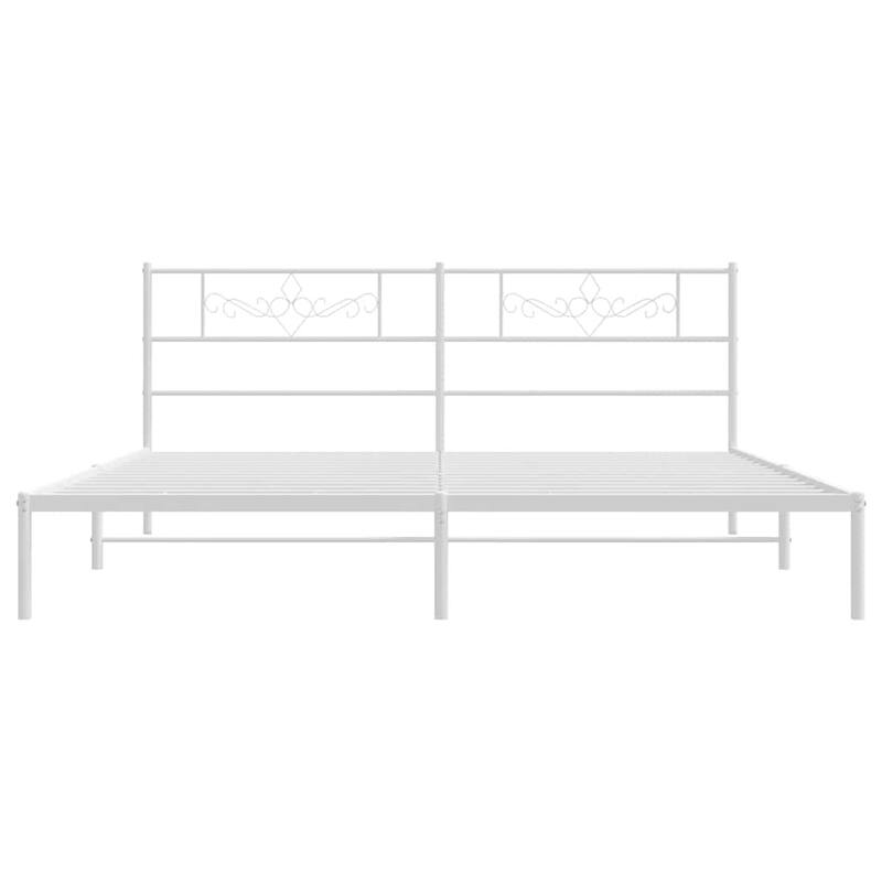 vidaXL 12 Inches White California King Metal Bed Frame No Mattress - 86.2" x 73.6" x 35.4"