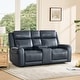 preview thumbnail 83 of 85, Leo Power Wall Hugger Reclining Sofa with Multi-Function Console 2 Pieces+ Console - Navy